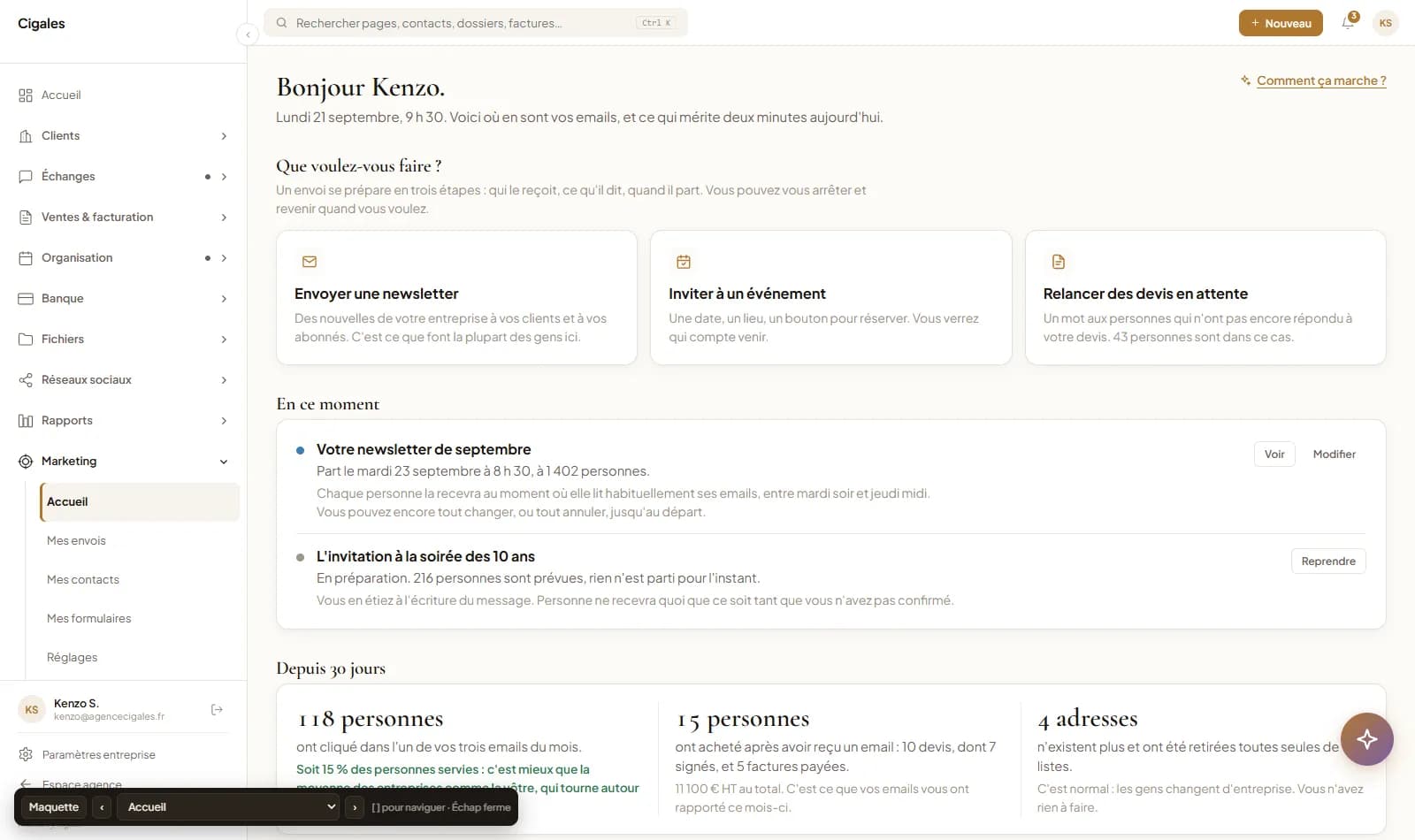 L’accueil emailing : que voulez-vous faire, en ce moment, depuis 30 jours