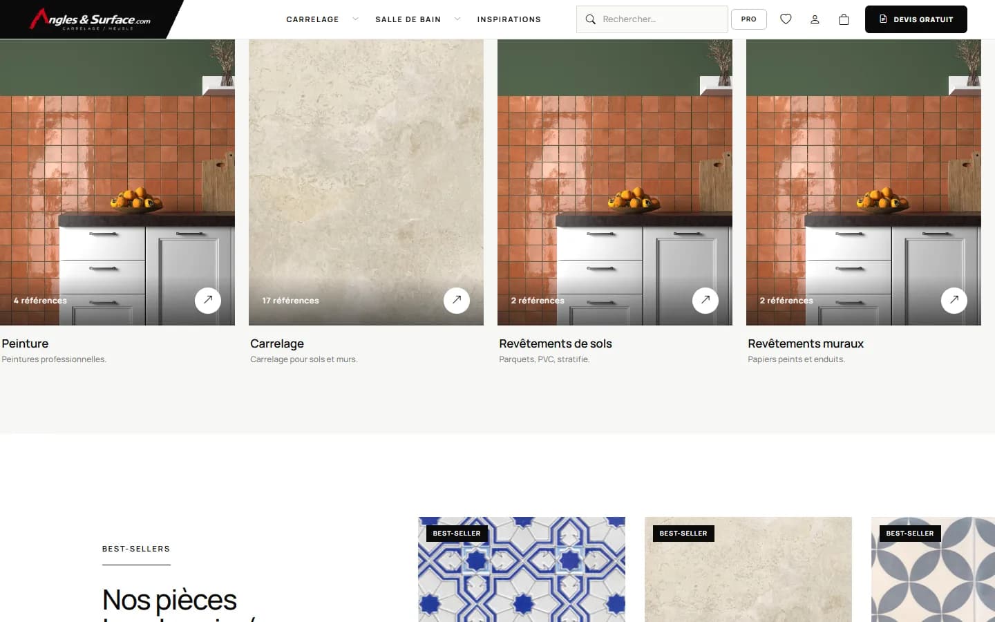 Catalogue Angles & Surface : peinture, carrelage, revêtements de sols et muraux