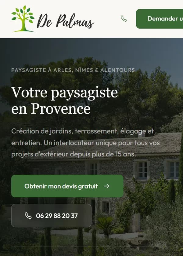 Le site De Palmas sur téléphone