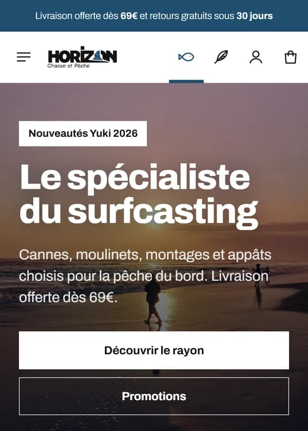 La boutique Horizon Pêche sur téléphone
